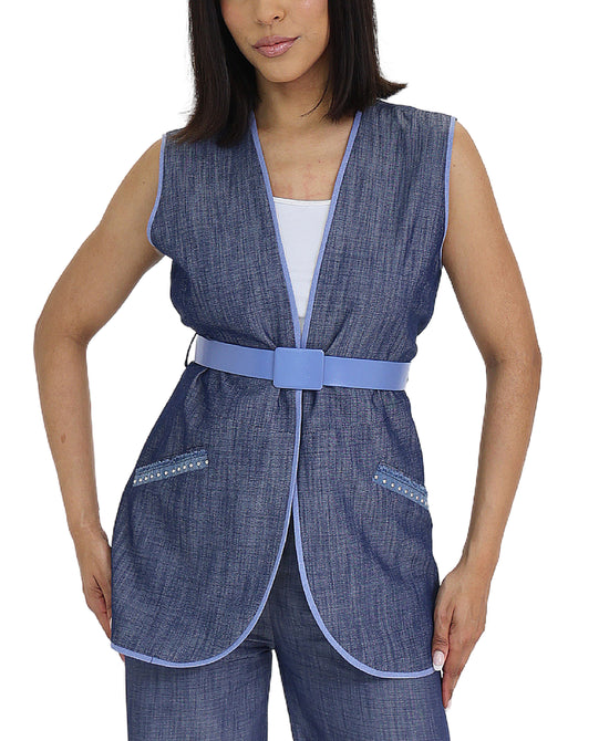 Denim Belted Vest view 