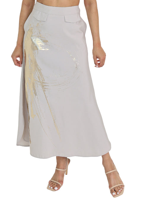 Foil Print Midi Skirt view 