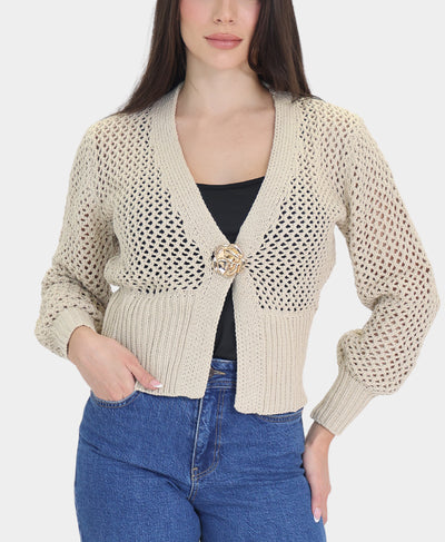 Knit Cardigan w/ Gold Button image 1
