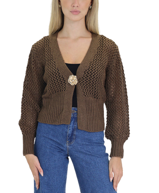 Knit Cardigan w/ Gold Button view 