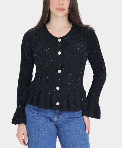 Knit Peplum Sweater w/ Sequins image 1
