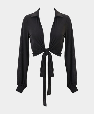 Mesh Tie Front Top w/ Crystals image 4