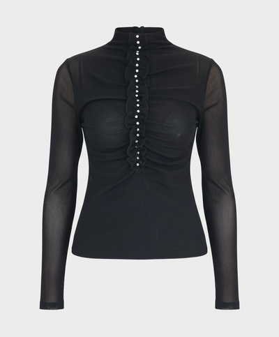 Mesh Ribbed Top w/ Rhinestones image 2