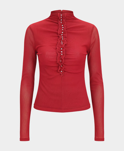 Mesh Ribbed Top w/ Rhinestones image 2