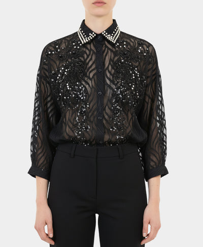 Burnout Blouse w/ Sequins & Pearls image 1