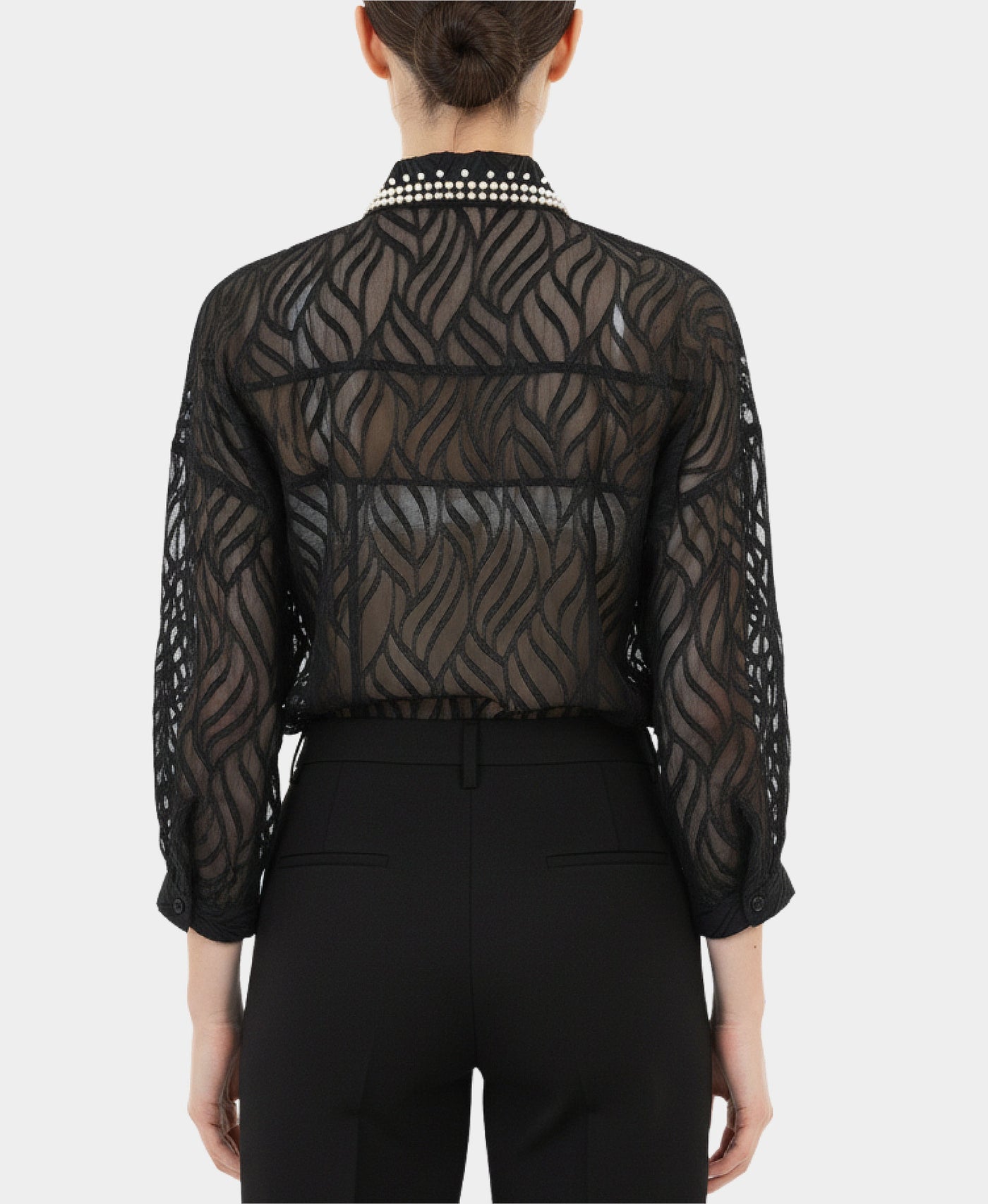 Burnout Blouse w/ Sequins & Pearls view 2