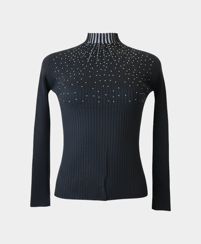 Knit Rib Top w/ Iridescent Crystals image 2