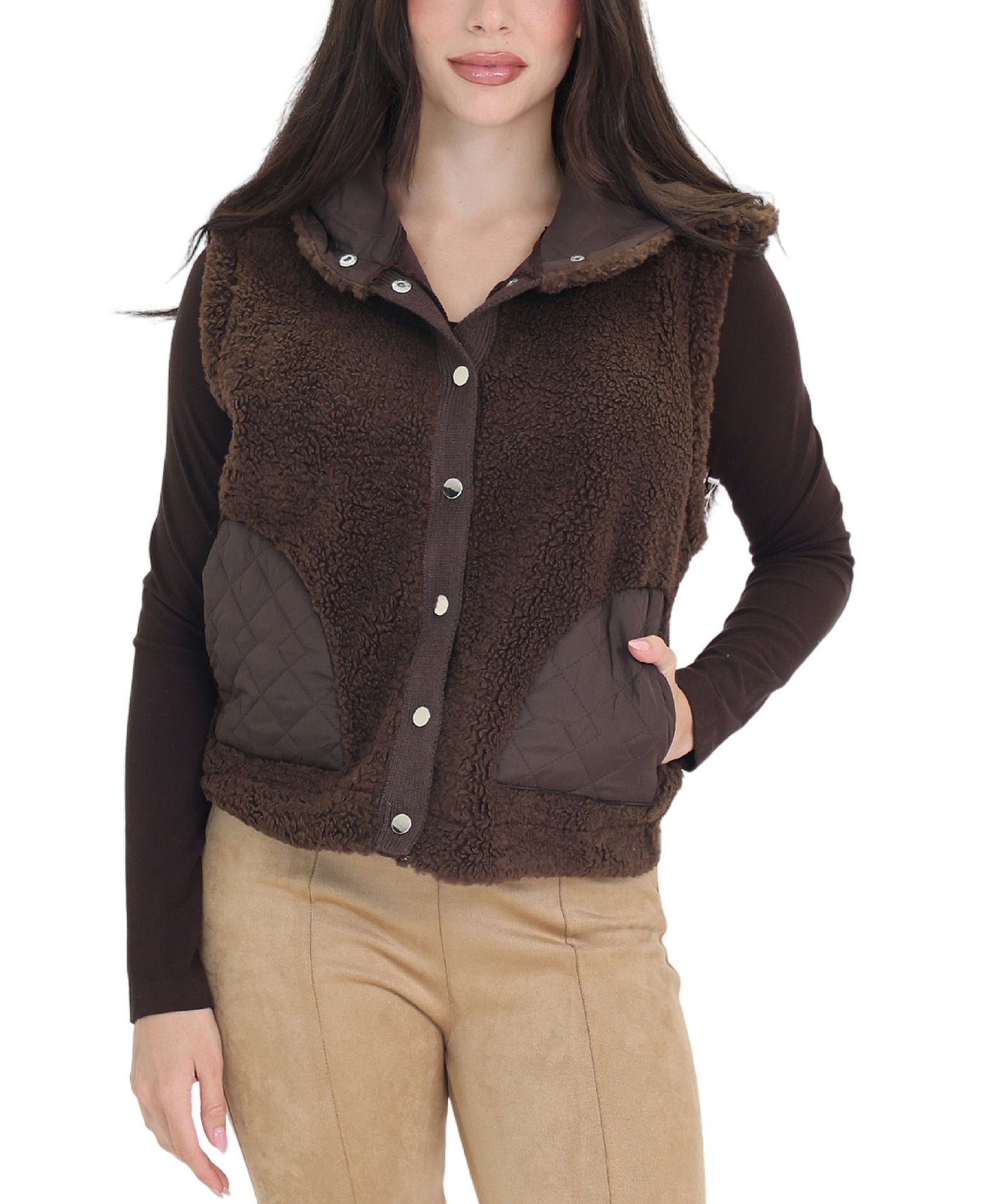 Sherpa Hoodie Vest view 1