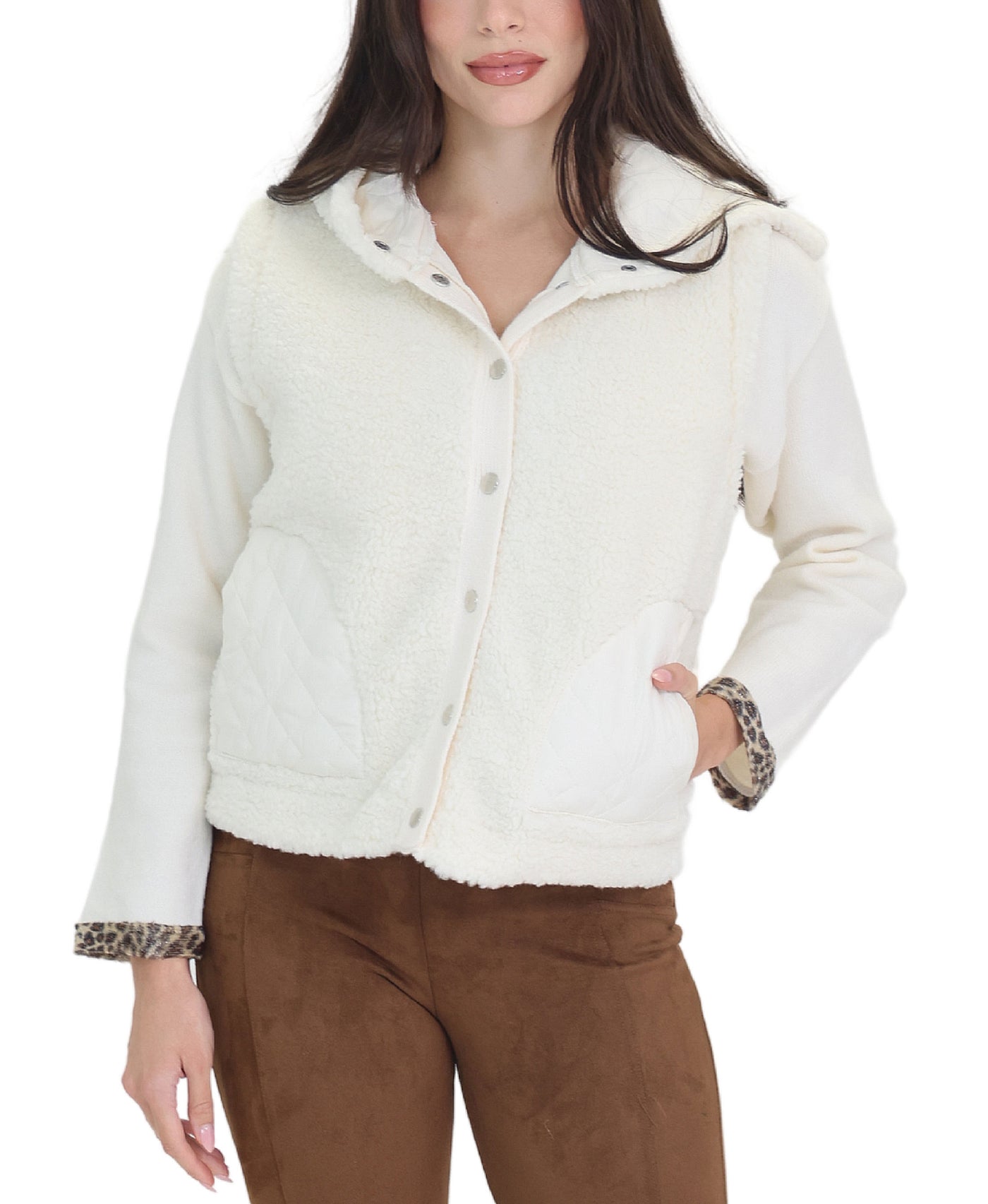 Sherpa Hoodie Vest view 1