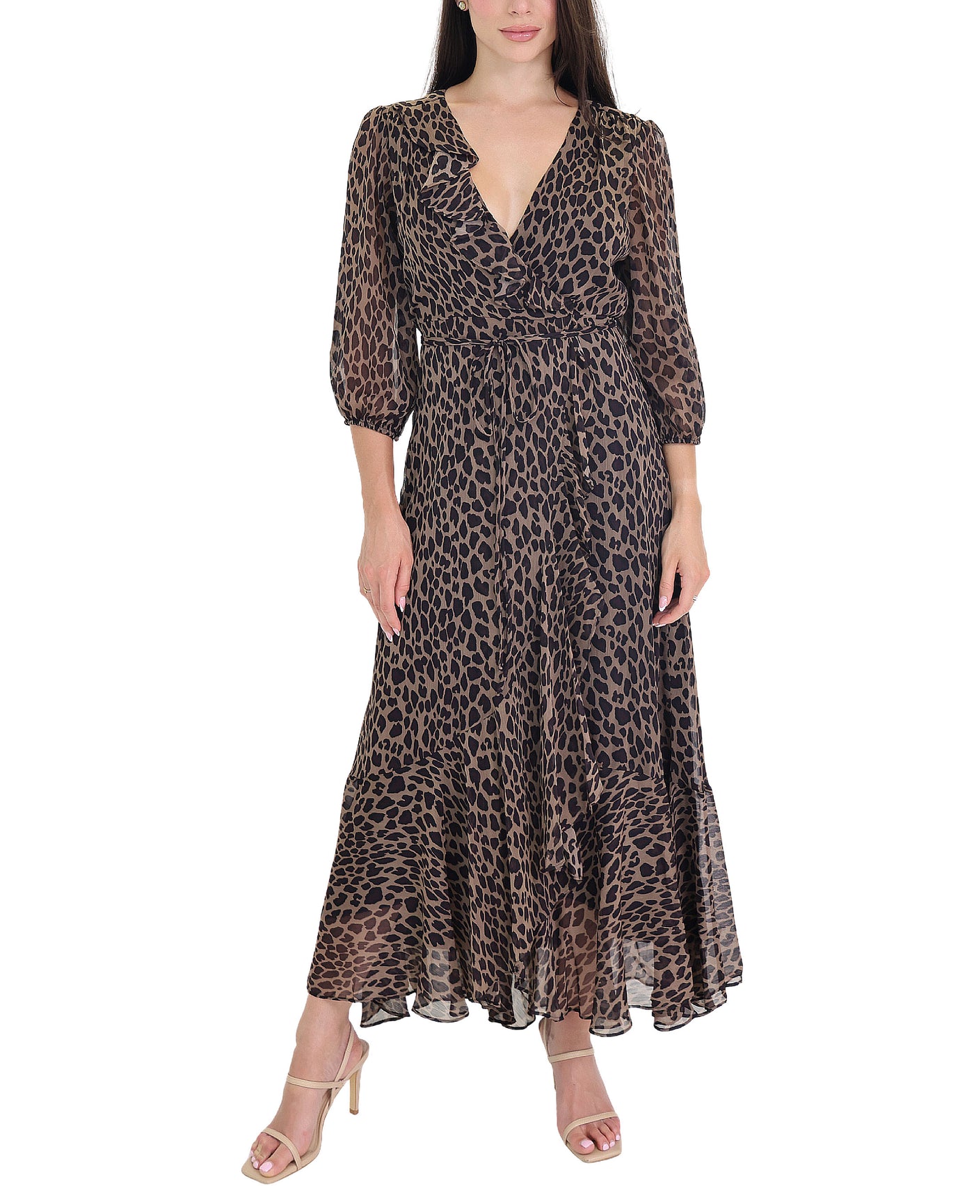 Leopard Print Maxi Surplice Dress view 1