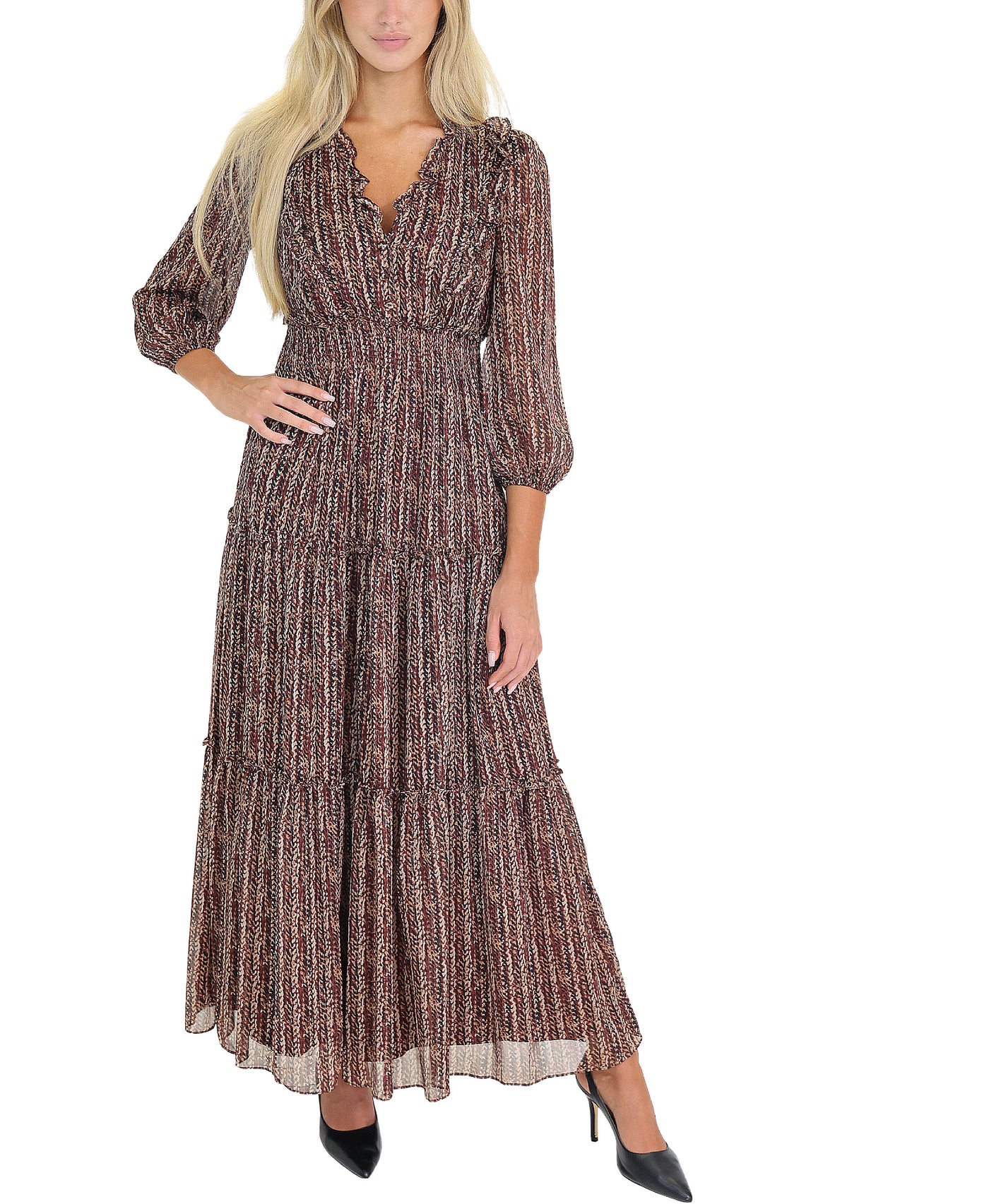 Printed Tiered Maxi Dress view 1