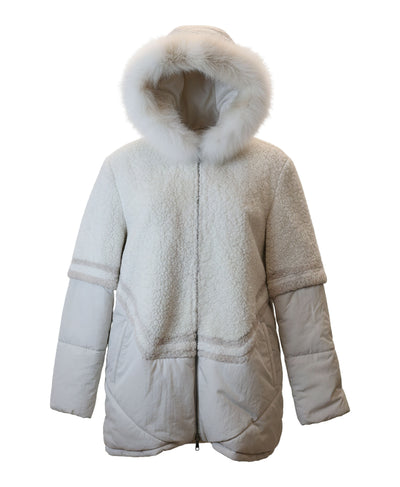 Jacket w/ Shearling Trim & Fox Fur Trim Hood image 2
