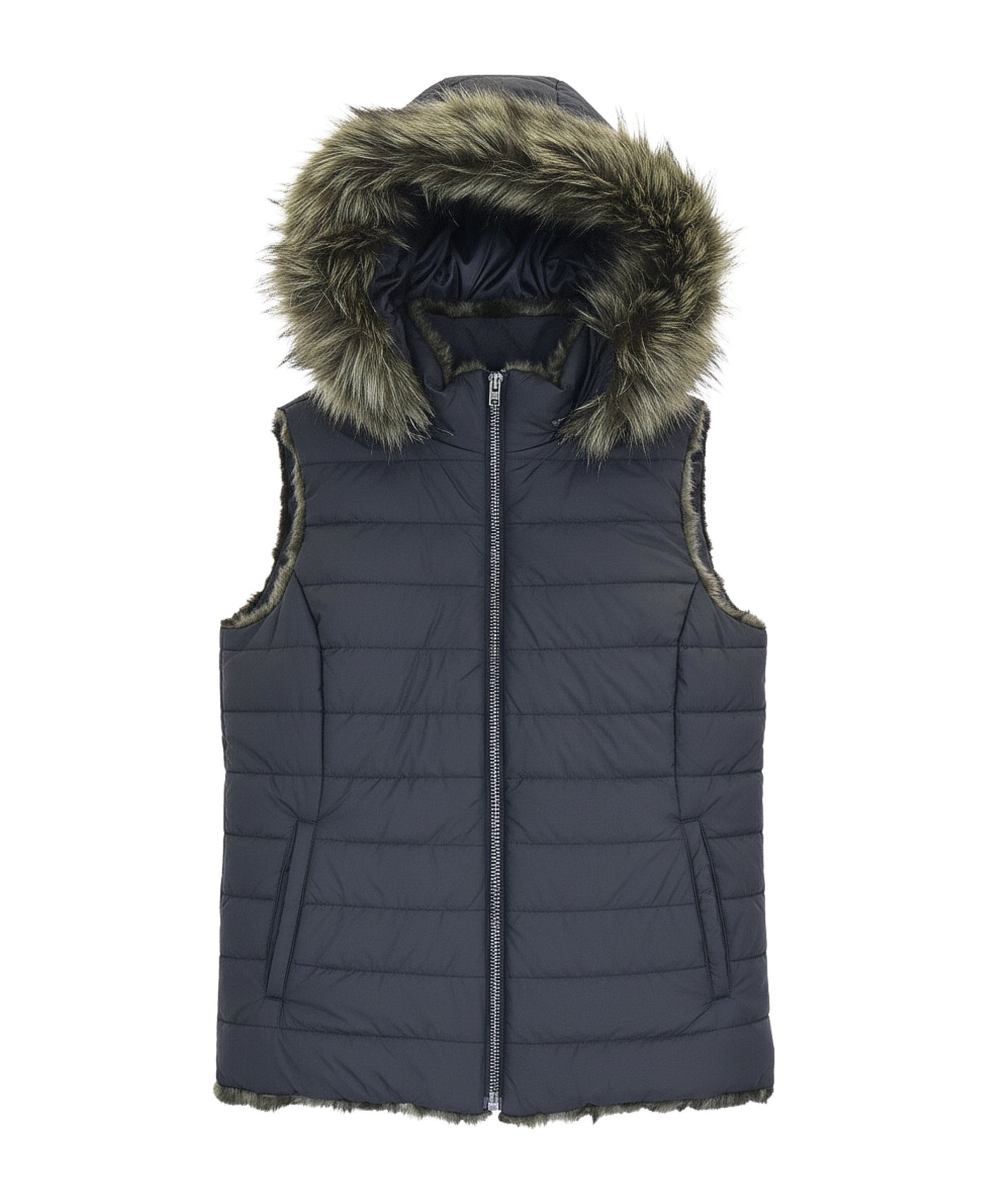 Reversible Mink Vest w/ Fox Fur Hood view 3