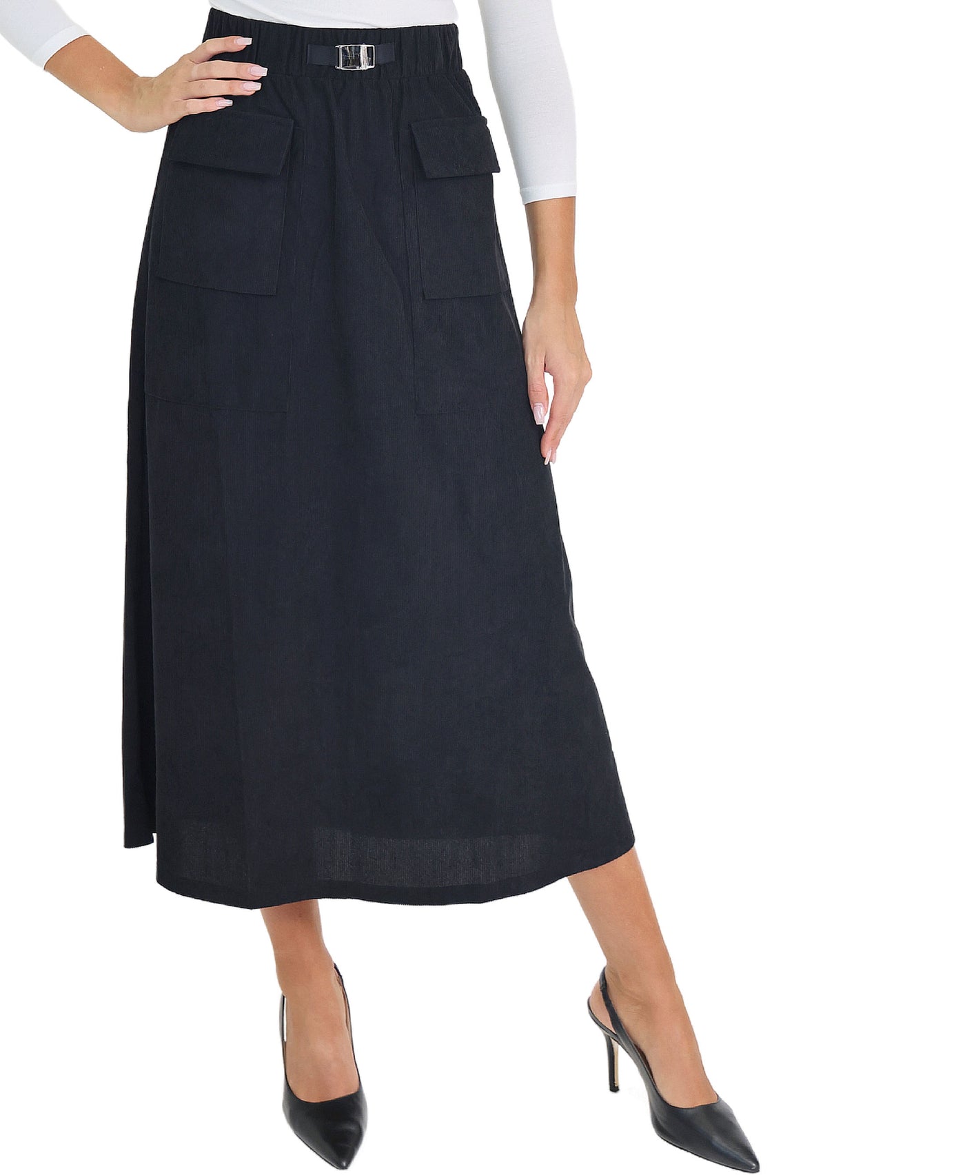 Corduroy Cargo Midi Skirt view 1