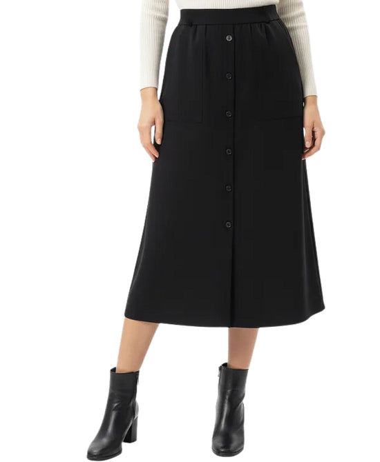 Solid Midi Skirt w/ Button Detail view 