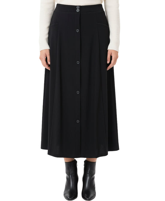 Solid Midi Skirt w/ Button Detail view 