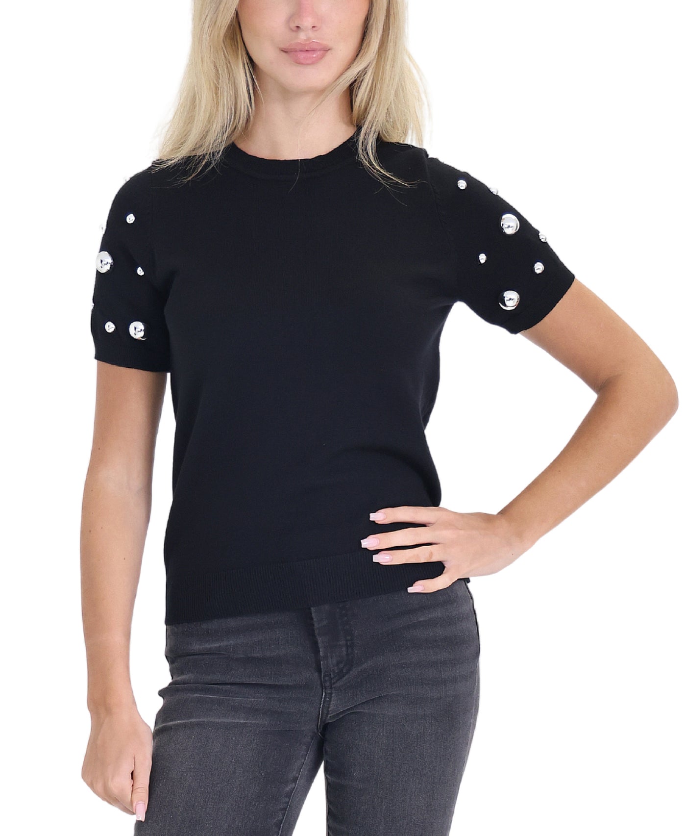 Knit Top w/ Studs view 1