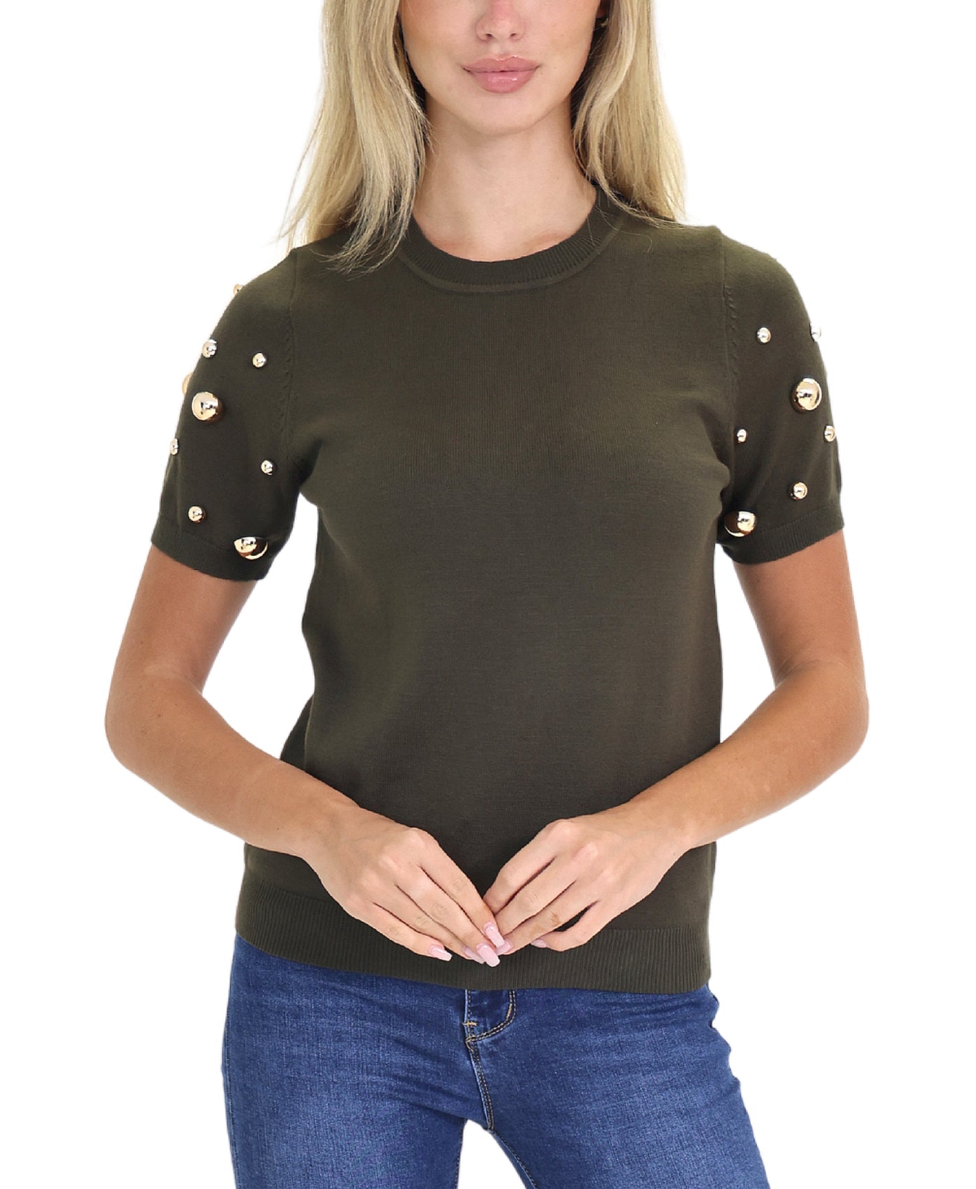 Knit Top w/ Studs view 1