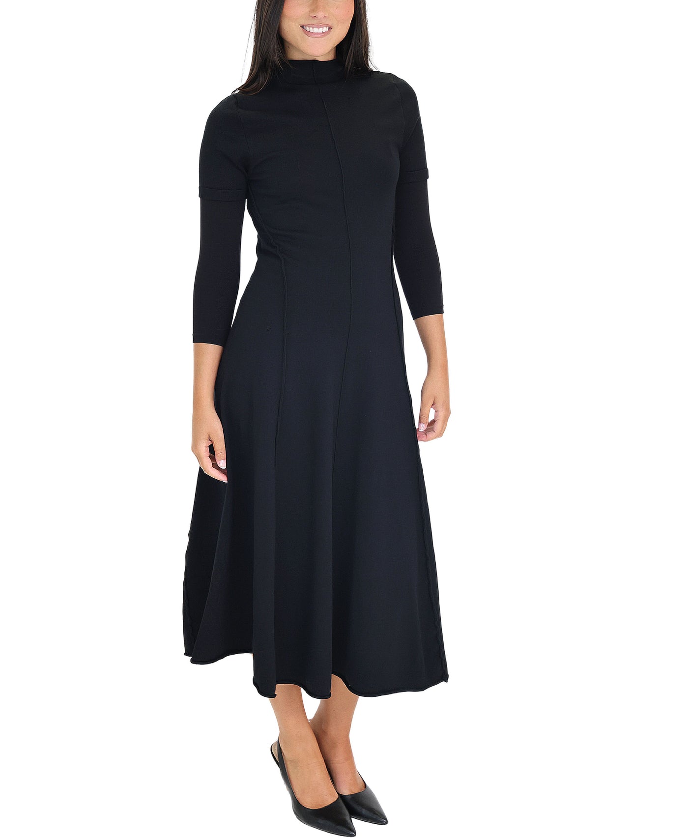 Knit Seam Front Midi Dress view 2