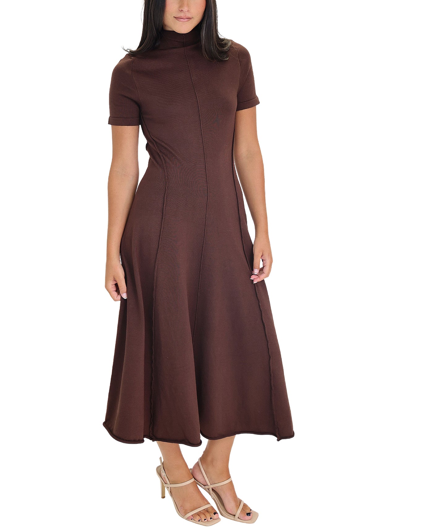 Knit Seam Front Midi Dress view 1