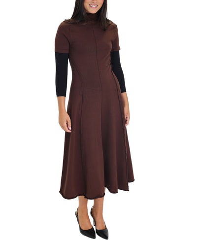 Knit Seam Front Midi Dress image 2
