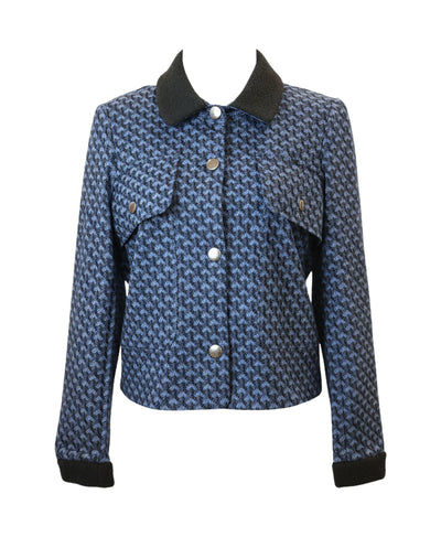 Printed Knit Jacket w/ Sherpa Trim image 2