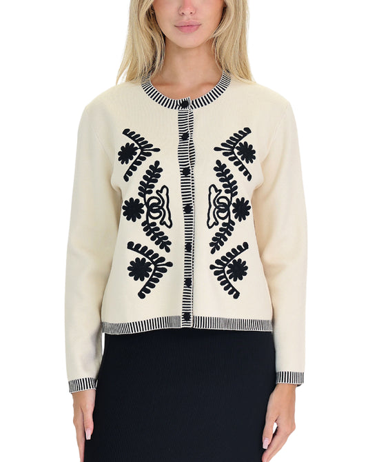 Floral Embroidered Cardigan Sweater view 