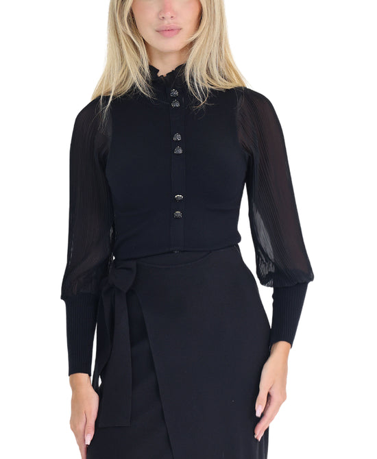 Knit & Pleated Sleeve Blouse Combo view 