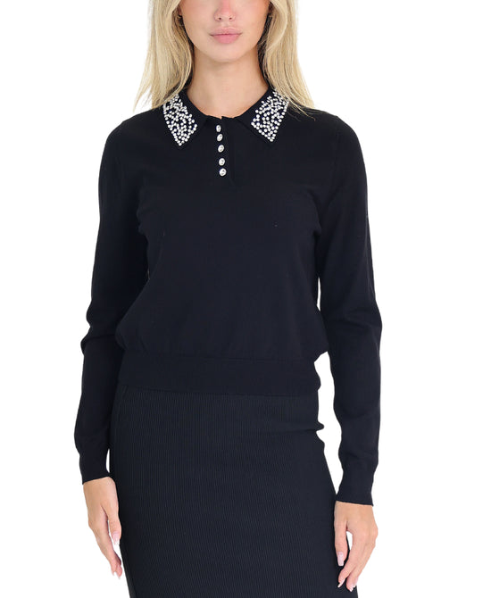 Jeweled Collar Sweater view 
