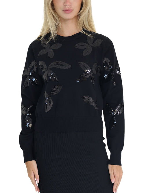 Sequin Floral Sweater view 
