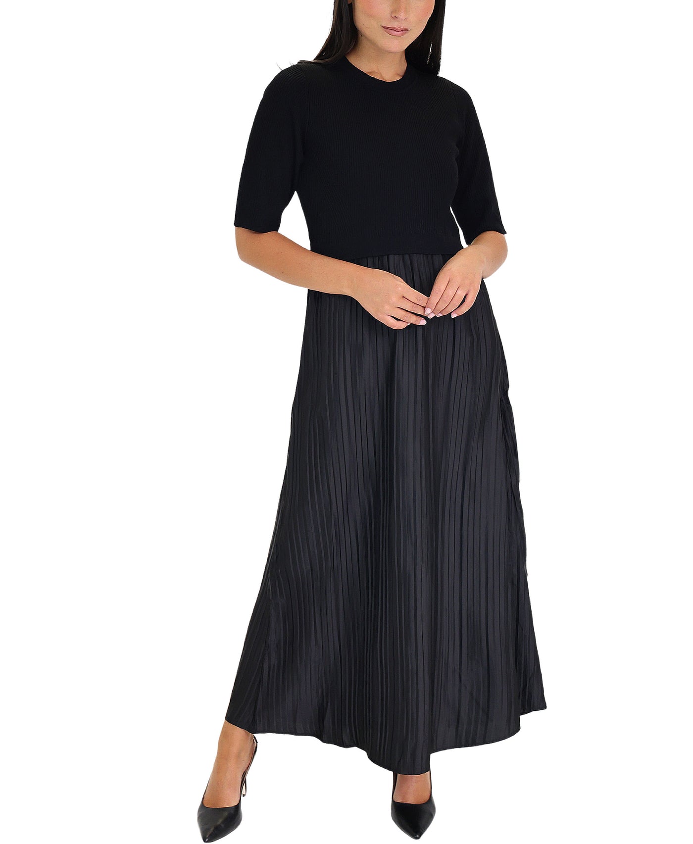 Knit Pleated Midi Dress view 1