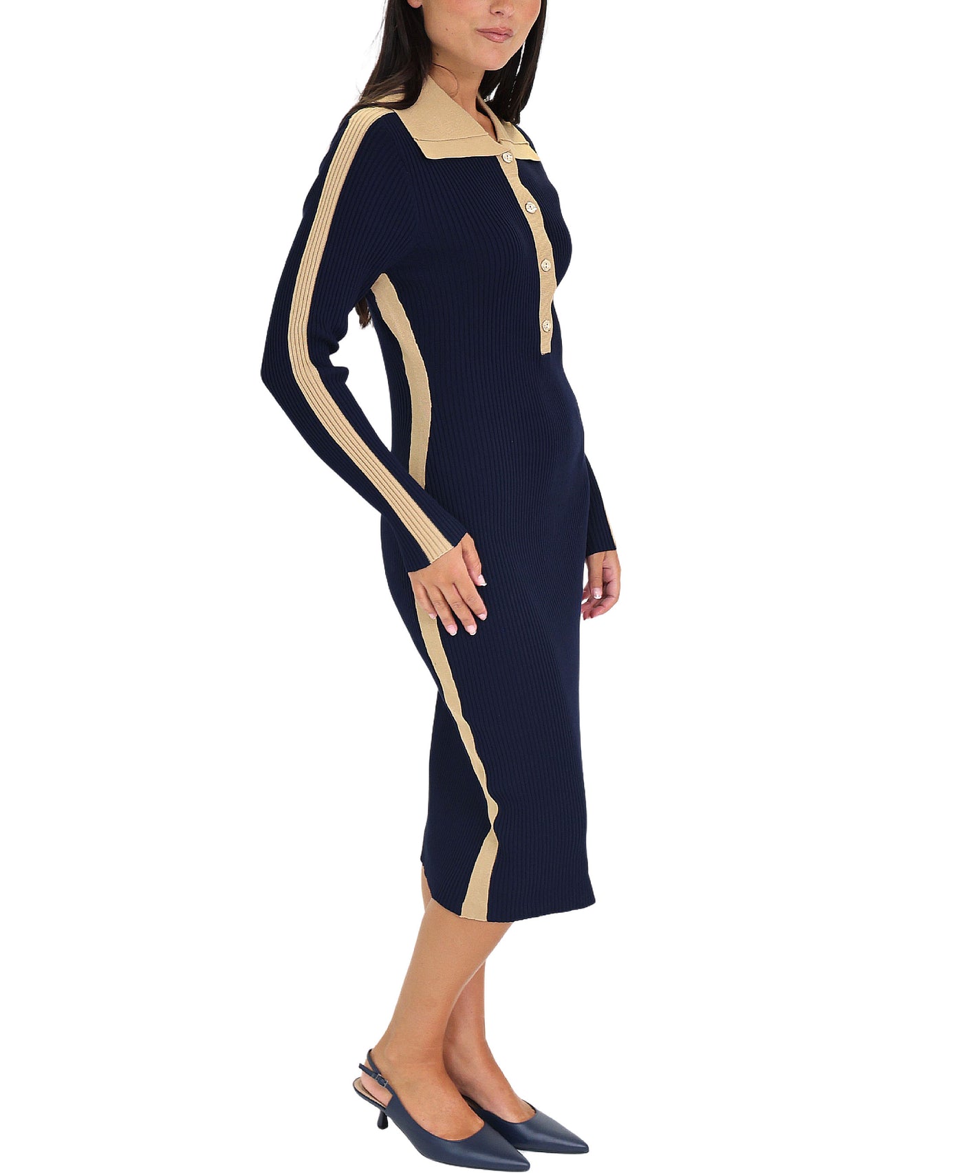 Ribbed Colorblock Midi Dress view 1