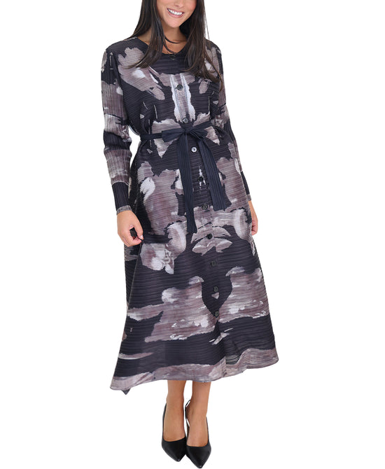 Plisse Printed Midi Dress view 