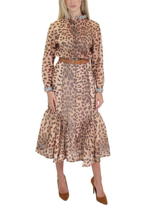 Leopard Top w/ Rhinestones & Midi Skirt - 2 Pc Set view 