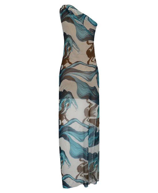 Marble Print Swim Cover-Up Dress view 