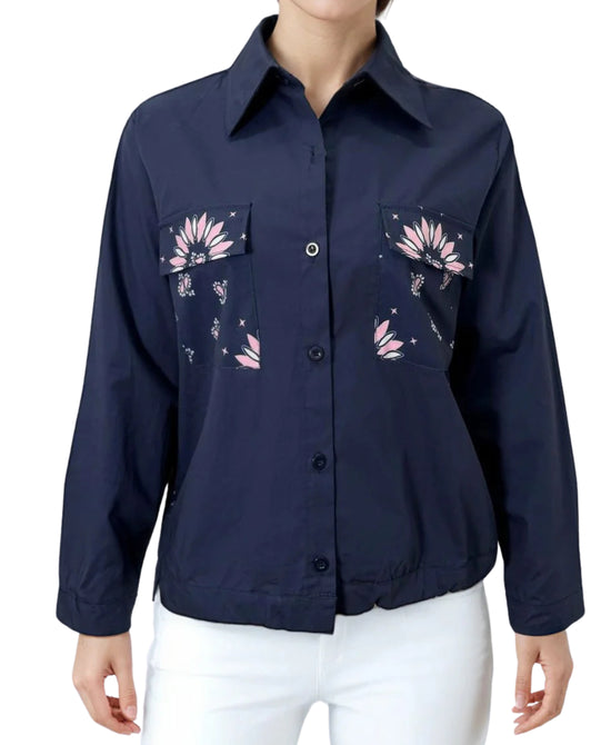 Printed Button Down Top view 