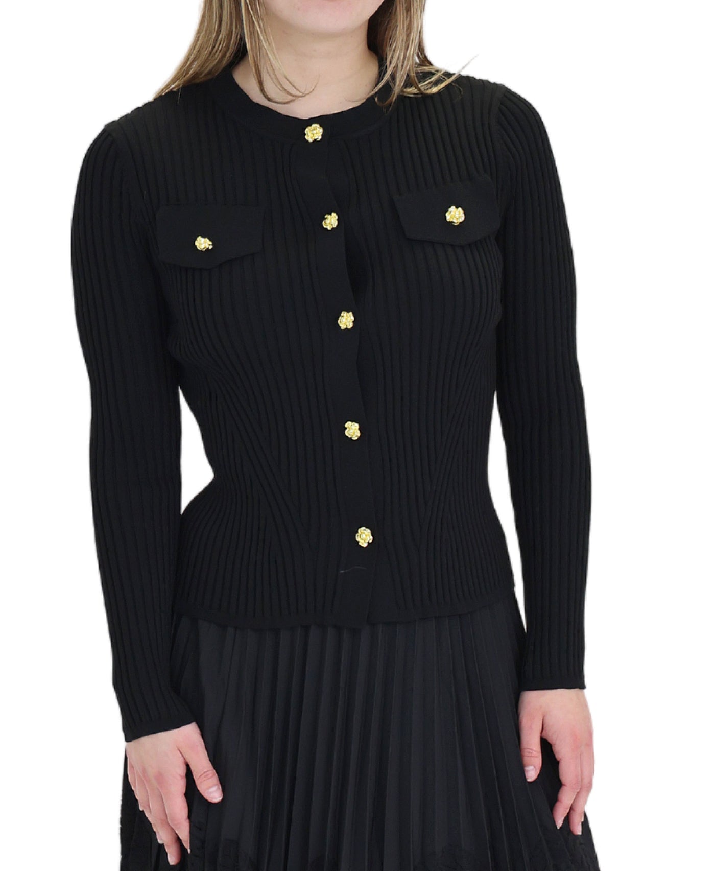 Knit Ribbed Cardigan Sweater view 1