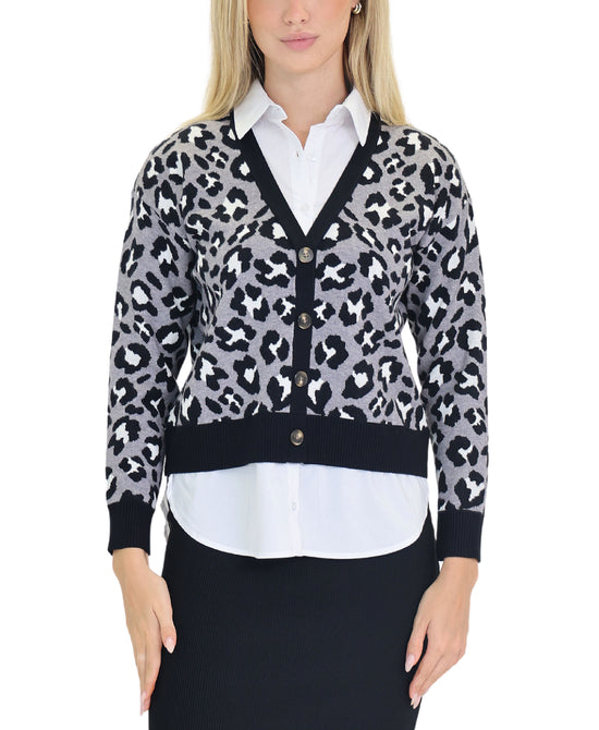 Leopard Sweater & Shirt Combo view 