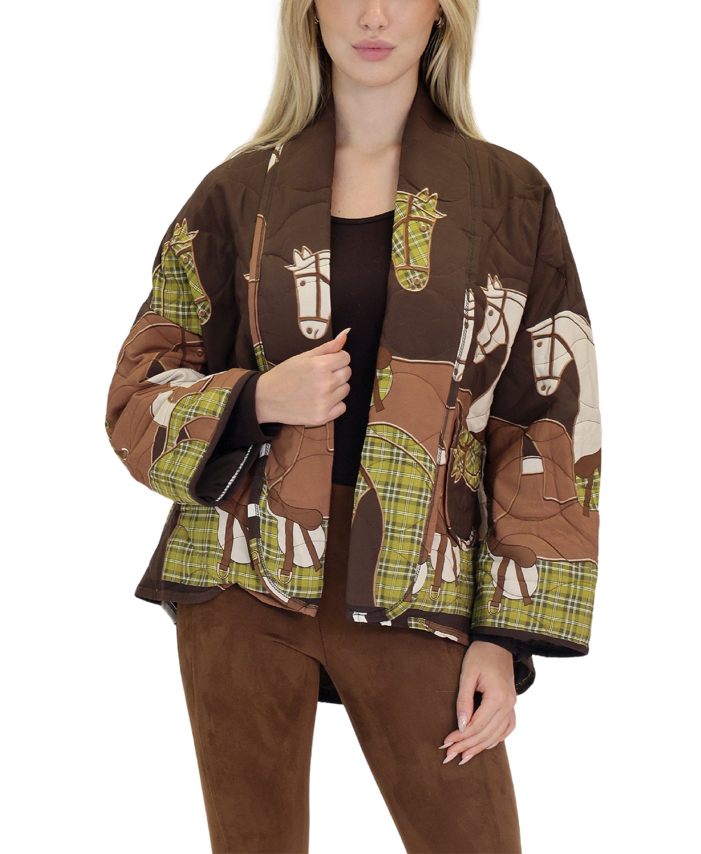 Horse Print Quilted Jacket view 1
