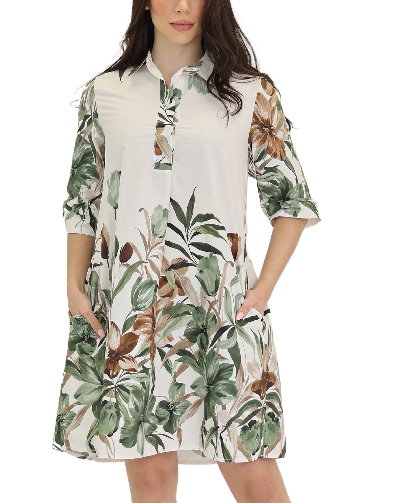 Floral Print Shirt Dress view 1