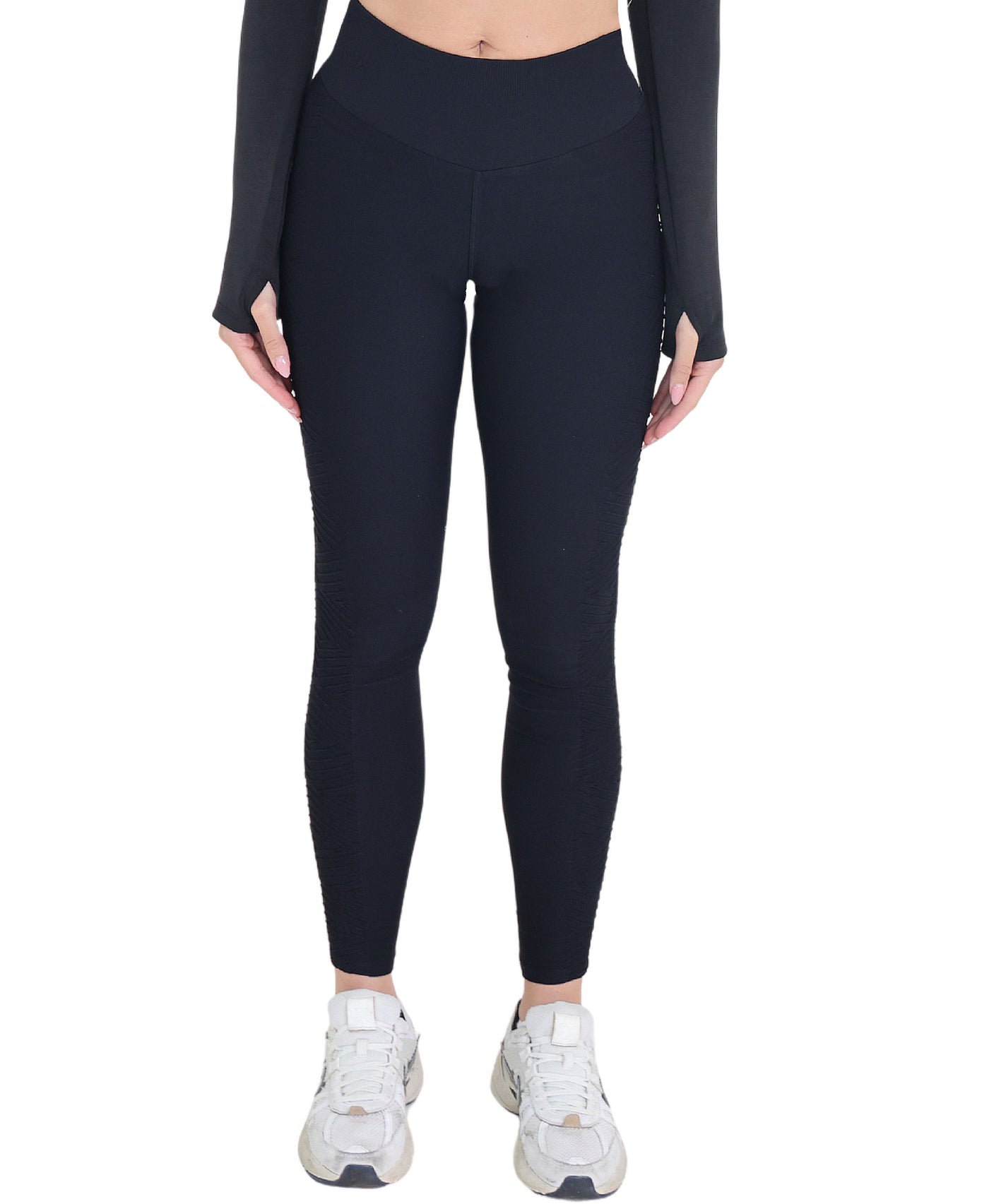 Seamless Solid Leggings w/ Side Texture Detail view 1
