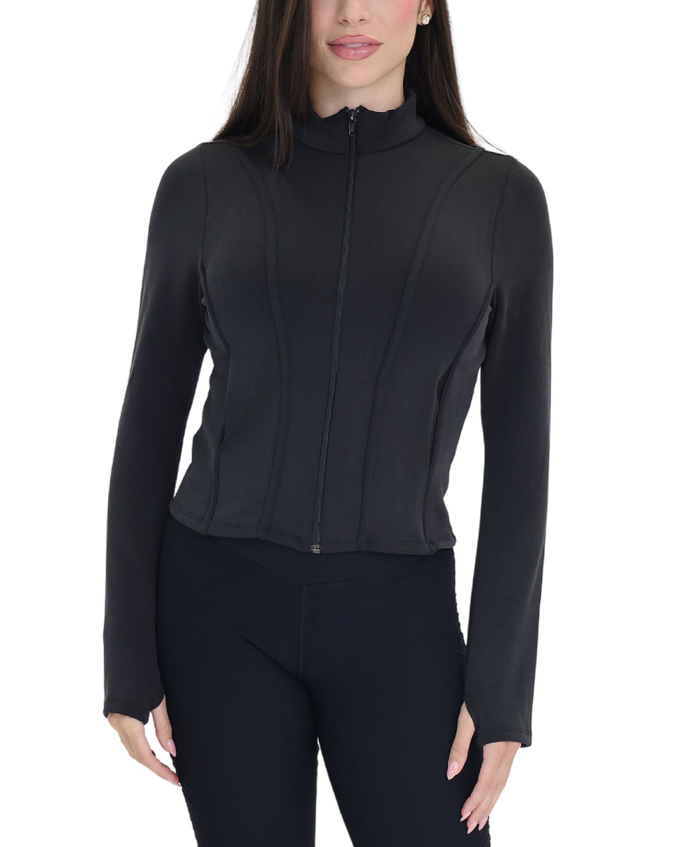 Zip Up Jacket w/ Seam Detail view 1