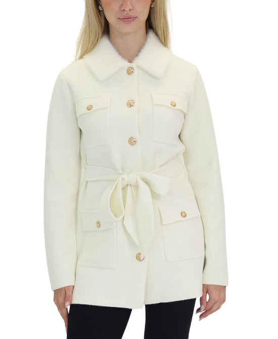 Coat w/ Faux Fur Collar view 
