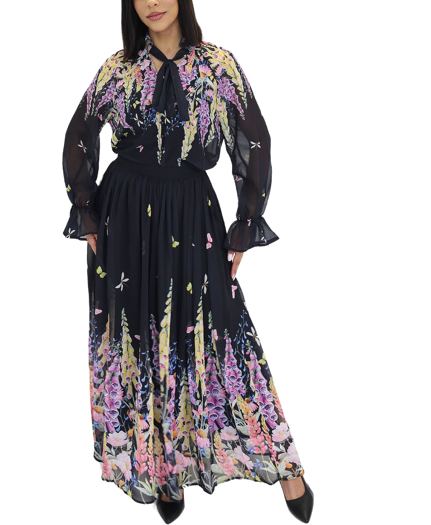 Floral Print Top & Maxi Skirt Set- 2 Pc Set view 1
