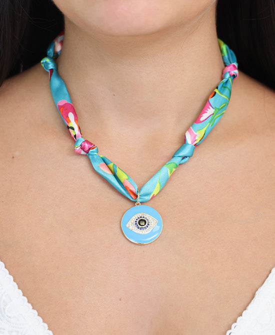 Evil Eye Pendant Scarf Necklace view 