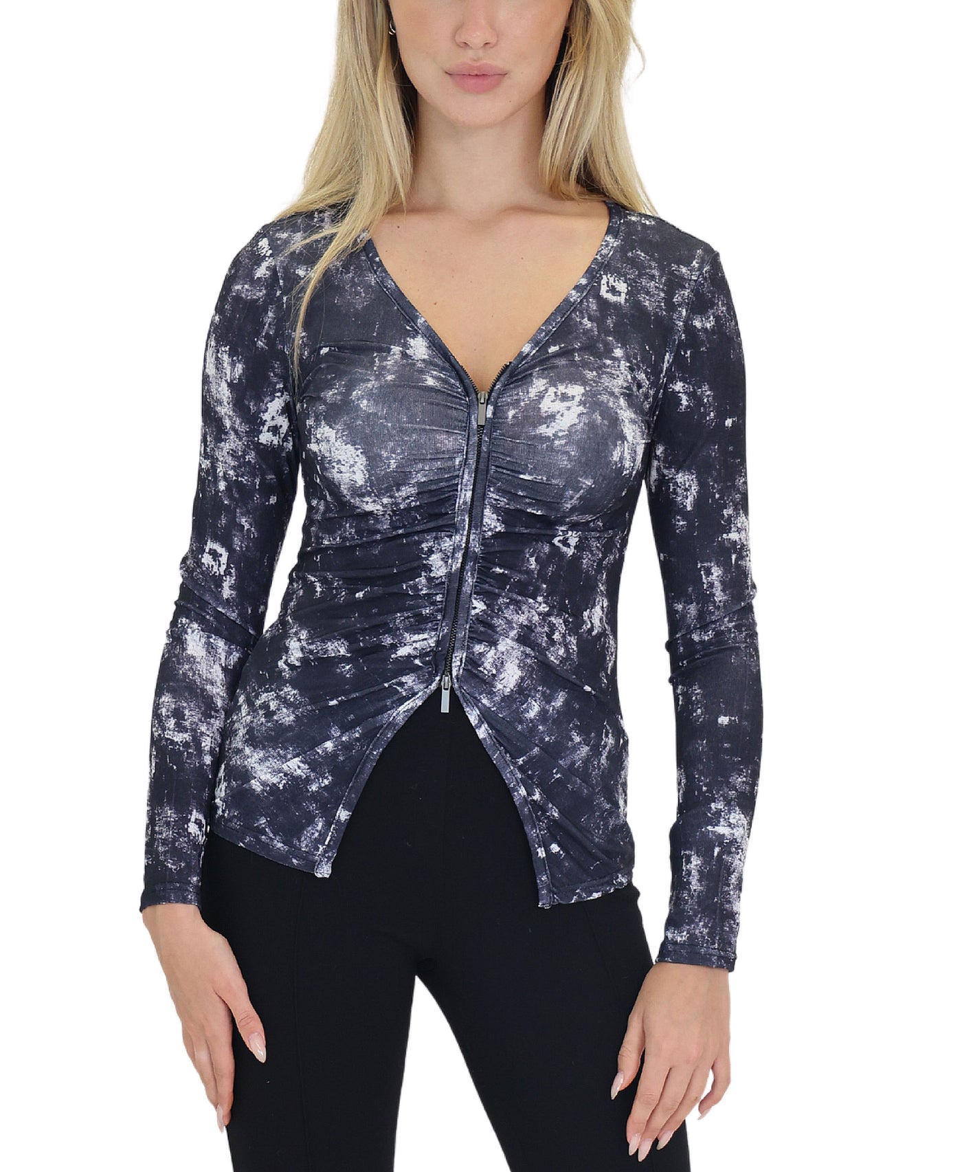 Printed Zip Front Top view 1