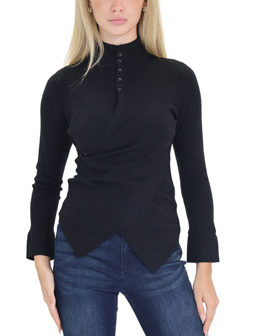 Knit Front Wrap Top view 