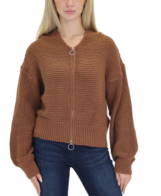 Zip Front Sweater w/ Hood view 
