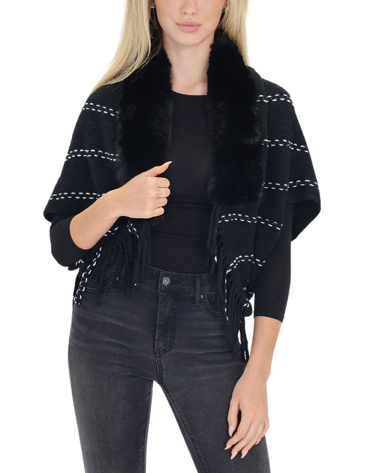 Faux Fur Fringe Capelet view 