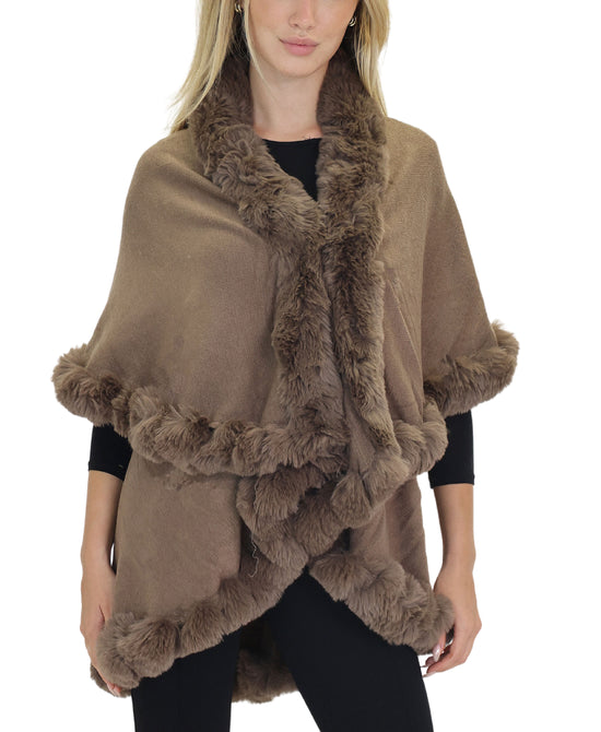 Cape w/ Faux Fur Trim view 